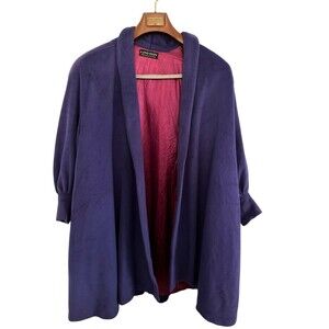 LINDZON Canada Queen Elizabeth Style Pure Virgin Wool Women's Cape Coat Purple M